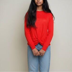 Sanctuary Coral Pop Twist Front lightweight Sweater